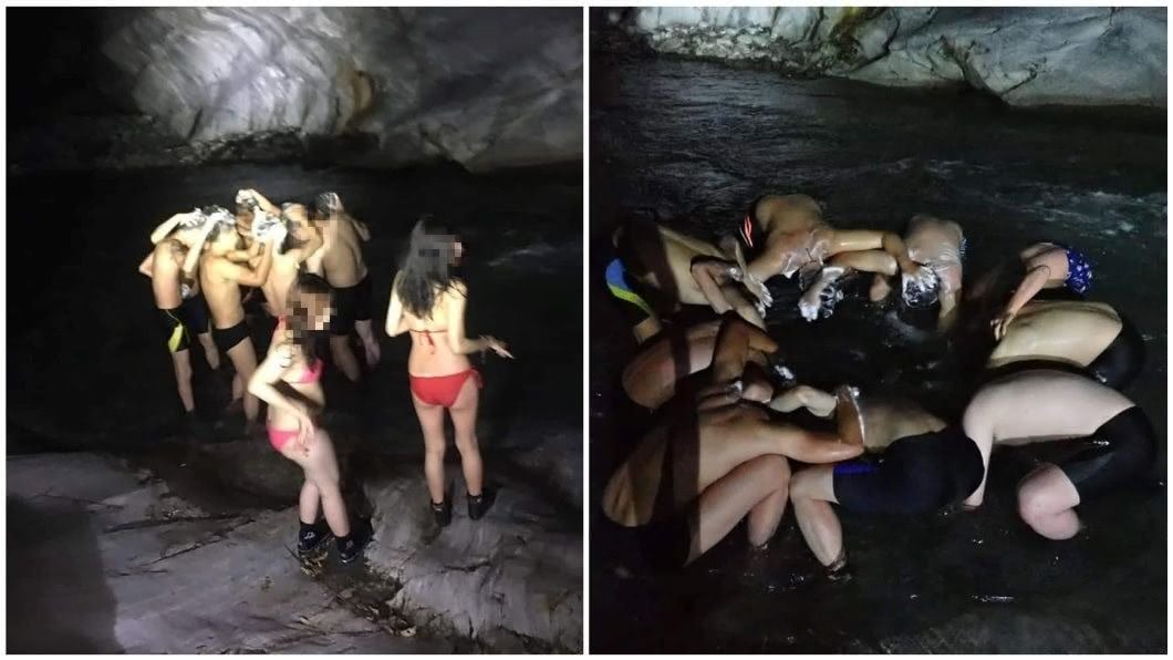 這群人被爆料倒啤酒在溫泉內,甚至還在溪邊洗頭。(圖/翻攝自爆料公社臉書粉絲團)