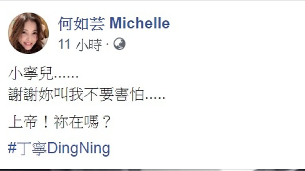 何如芸感謝丁寧力挺。(圖/翻攝自何如芸臉書)