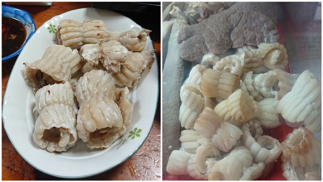 有專業老饕現身解答,這個乳白捲曲的食物,名叫豬天梯,部位是豬上顎。(圖/翻攝自爆廢公社公開版)