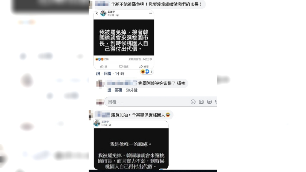 (圖/翻攝自王浩宇臉書留言)