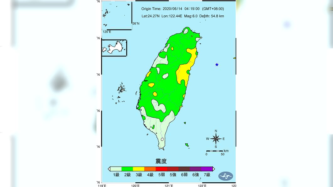 震度圖。（圖／中央氣象局）