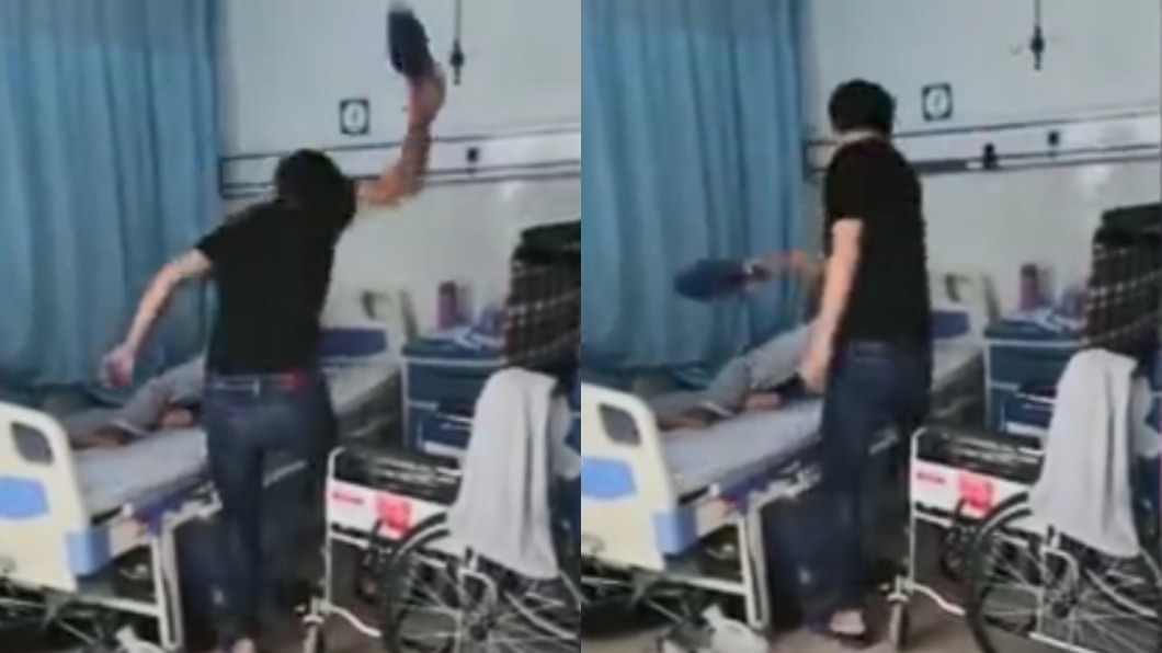 半癱父尿失禁…狠兒拿拖鞋虐打嗆：你看他還裝！