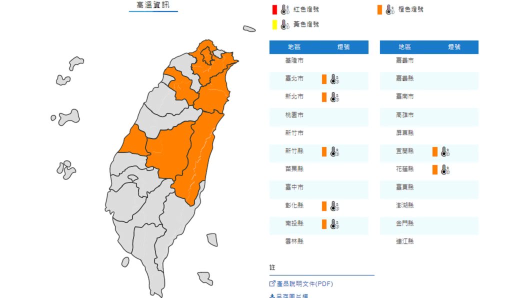 中部以北仍有連續出現36度高溫機率。（圖／中央氣象局）
