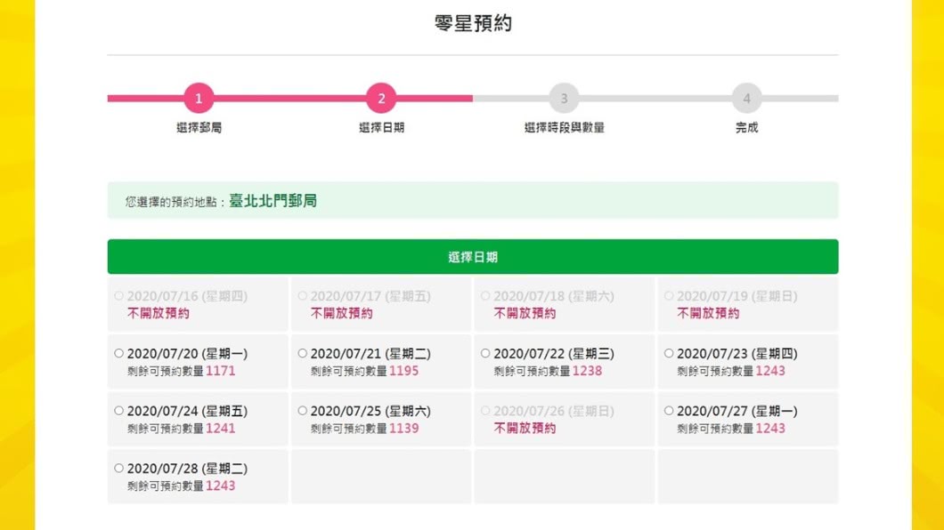 較大間的郵局一天可以預約1,000張以上,中小型郵局一天則只能預約100多張。(圖/中華郵政)