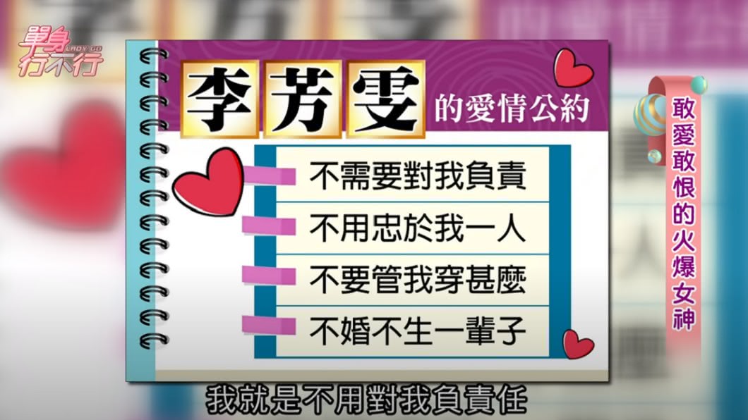 李芳雯戀愛觀念開放。(圖/翻攝自YouTube)