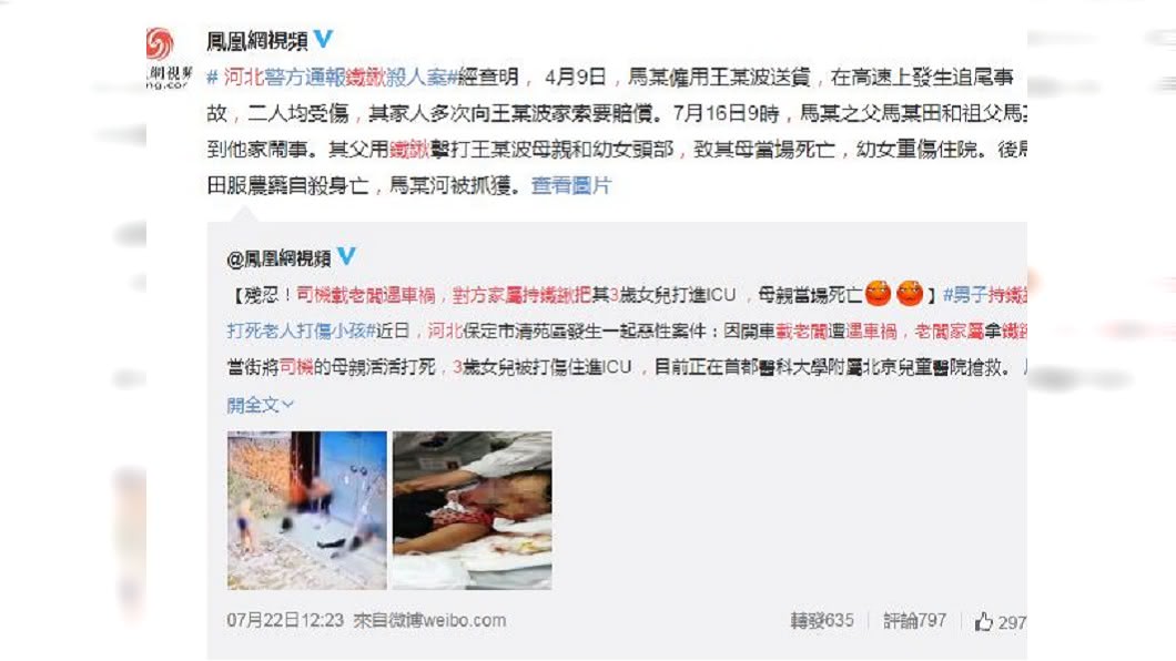 當地警方獲報已經介入調查。(圖/翻攝自微博)