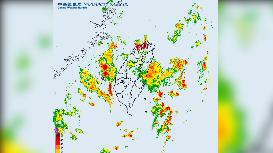 中央氣象局針對北北桃發布大雷雨即時訊息。（圖／中央氣象局）
