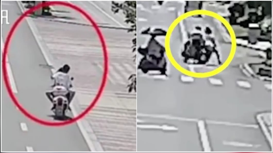 衝昏了腦?後座男上下其手 女騎士難擋逗弄雙雙摔車