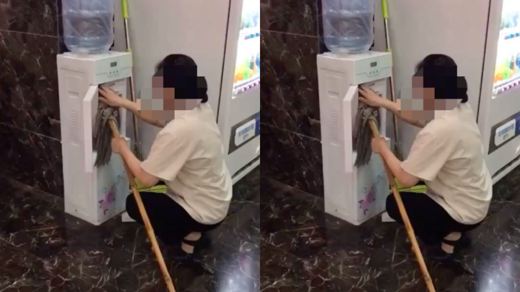 清潔大媽拿「拖把」擦飲水機口 網崩潰狂嘔:散播病毒!