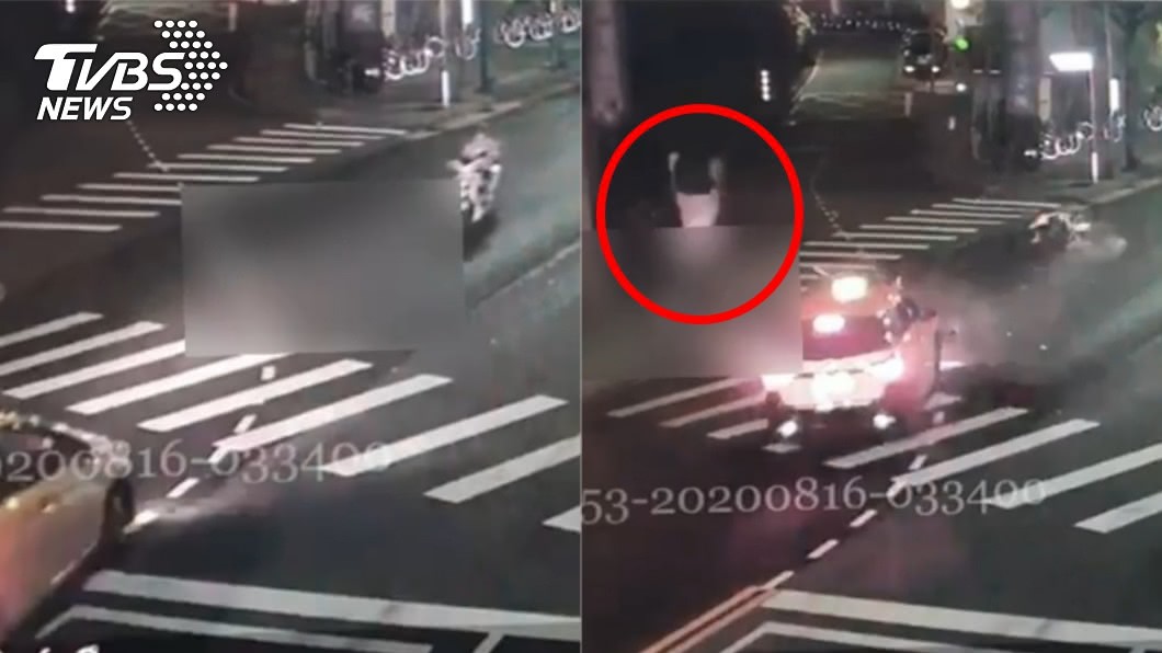 機車騎士360度噴飛。（圖／TVBS）