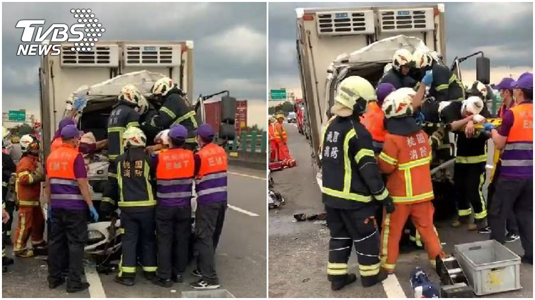 台61線大貨車撞砂石車 駕駛受困2人送醫