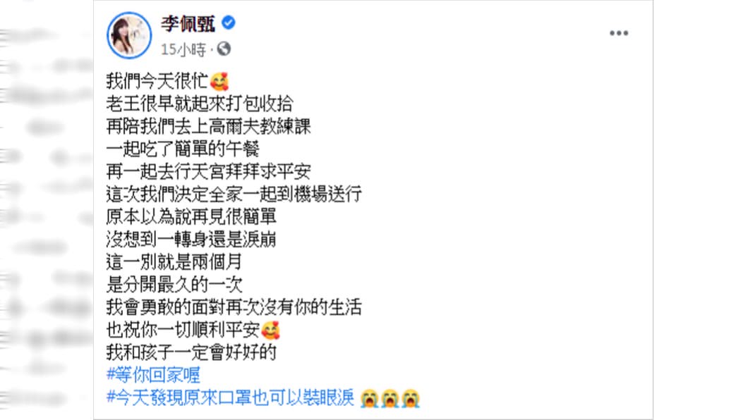 (圖/翻攝自李佩甄Facebook)