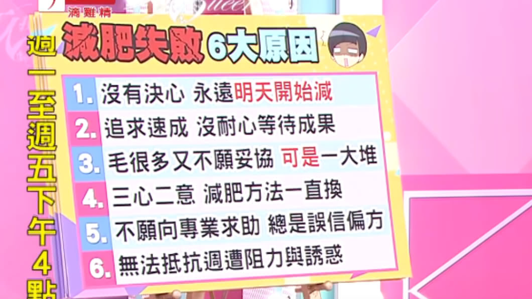 減肥失敗有許多原因。(圖/翻攝自《女人我最大》YouTube)