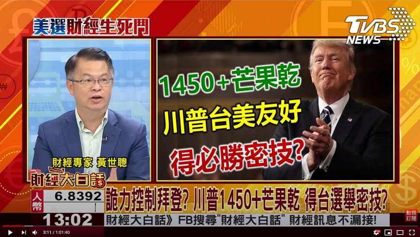 ＂芒果乾+1450＂台味美選 道瓊破29000大關 川普邀功很幸運有我擔任總統