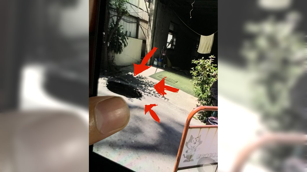 彰基大樓工地連續壁施工 路面出現大坑洞