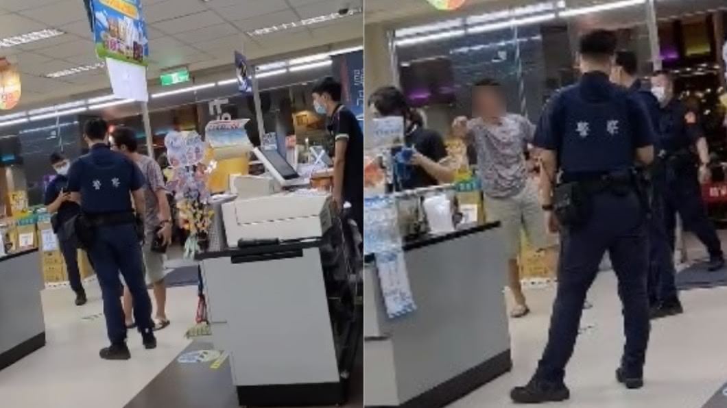台中一間超商昨晚出現「蘿蔔糕醉漢」。（圖／翻攝自爆料公社）