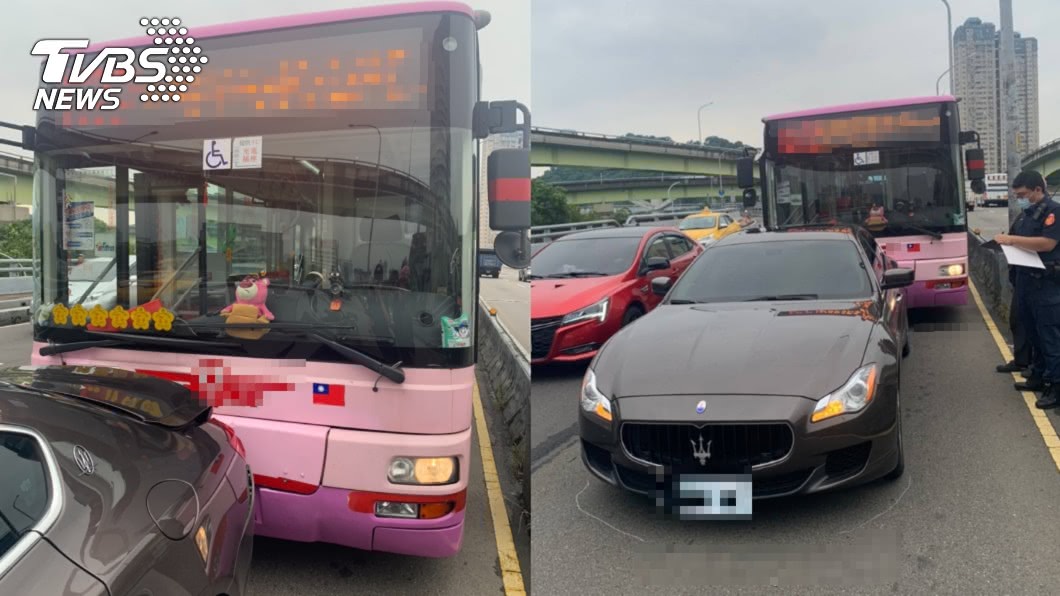 超貴車禍！公車疑未保持車距　撞凹「海神」保險桿哭了