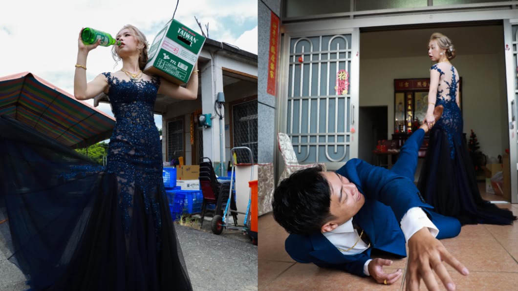婚姻的模樣?「新娘灌酒、拖新郎進門」創意婚紗照