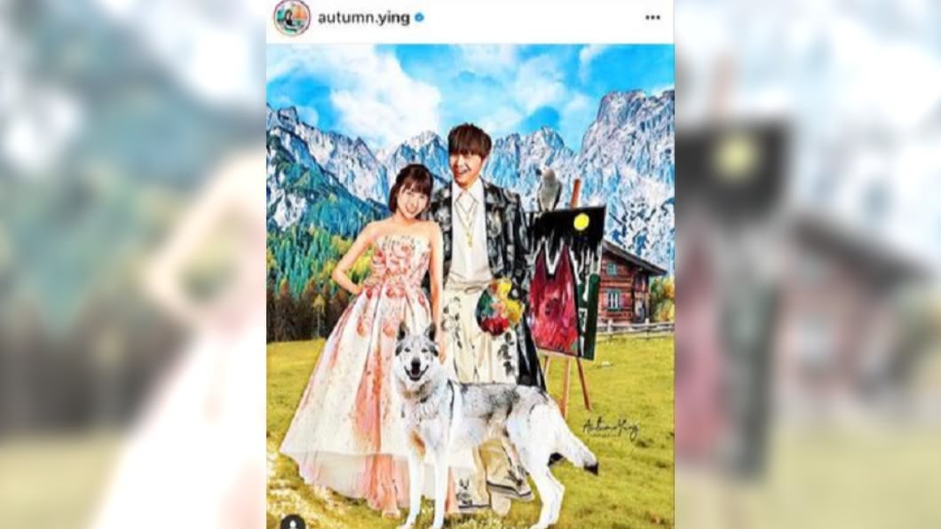 插畫家autumn.ying,替小鬼峮峮繪製婚紗照。(圖/翻攝自autumn.ying IG)