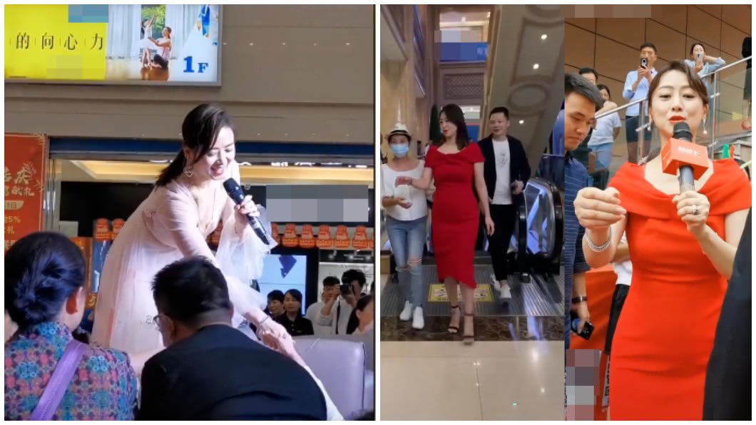 翁虹日前出席活動時,被拍到疑似小腹凸出身材走樣,美魔女形象崩壞。(圖/翻攝自微博)