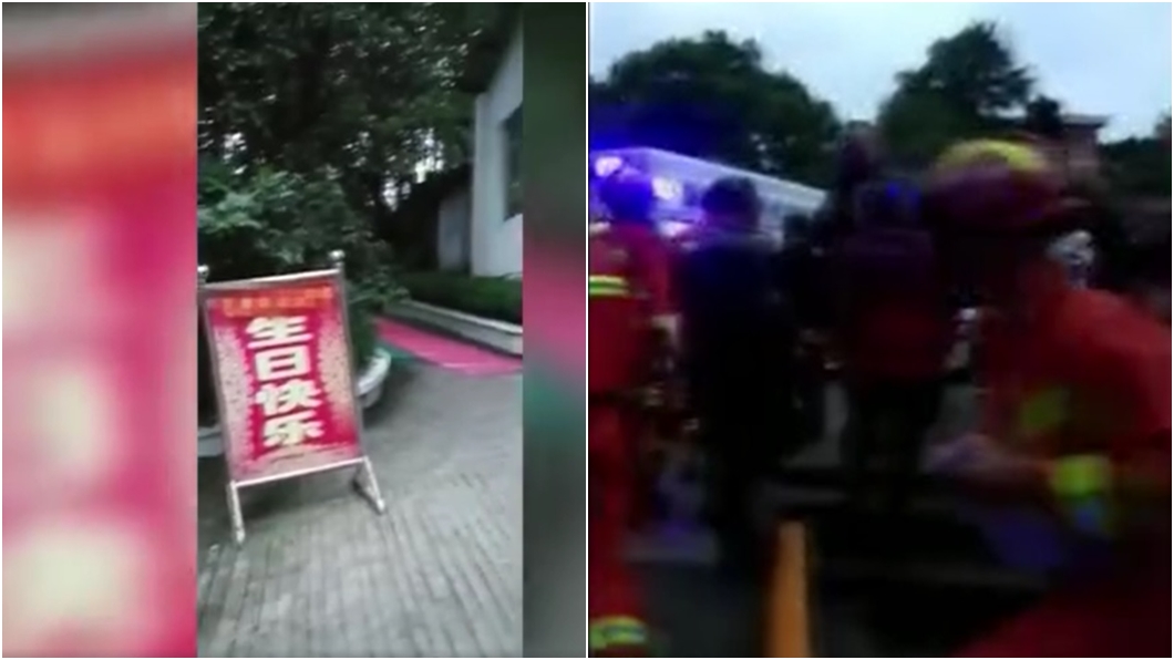 四川隆昌市一間餐廳屋頂崩塌,26人受傷。(圖/翻攝自中國新聞網視頻)