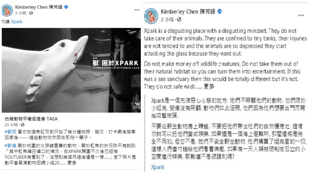陳芳語接連在臉書發文砲轟Xpark。(圖/翻攝自陳芳語臉書)