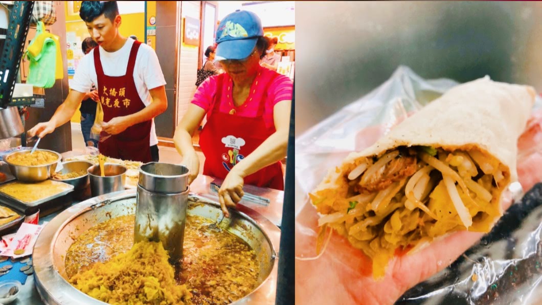 延三夜市的「大橋頭潤餅」每次總是大排長龍,美味祕訣是燉煮入味的高麗菜,濃郁菜香與紅燒肉絕配。(圖/ 台北市市場處、臺北好市發聲、食尚玩家編輯部提供)
