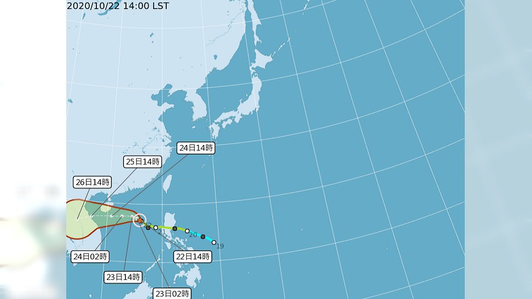 沙德爾模擬路徑。（圖／中央氣象局）