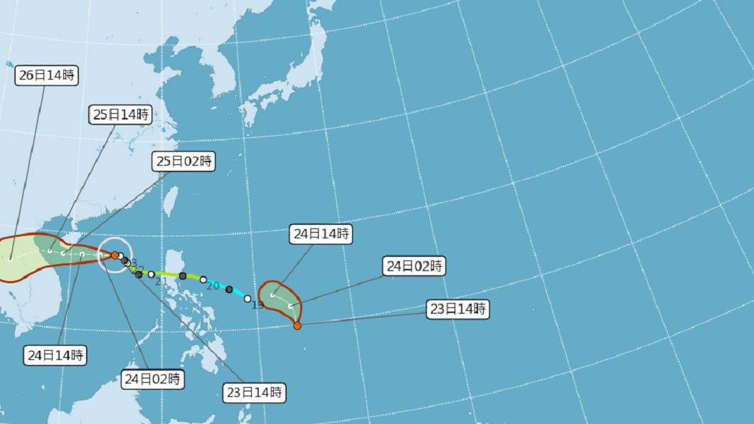 颱風「沙德爾」逐漸遠離。（圖／中央氣象局）
