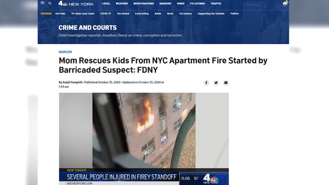 紐約傳出一起縱火案造成7人受傷。（圖／翻攝自NBC New York）