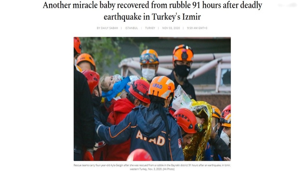 愛琴海強震91小時再傳奇蹟 4歲童生還獲救