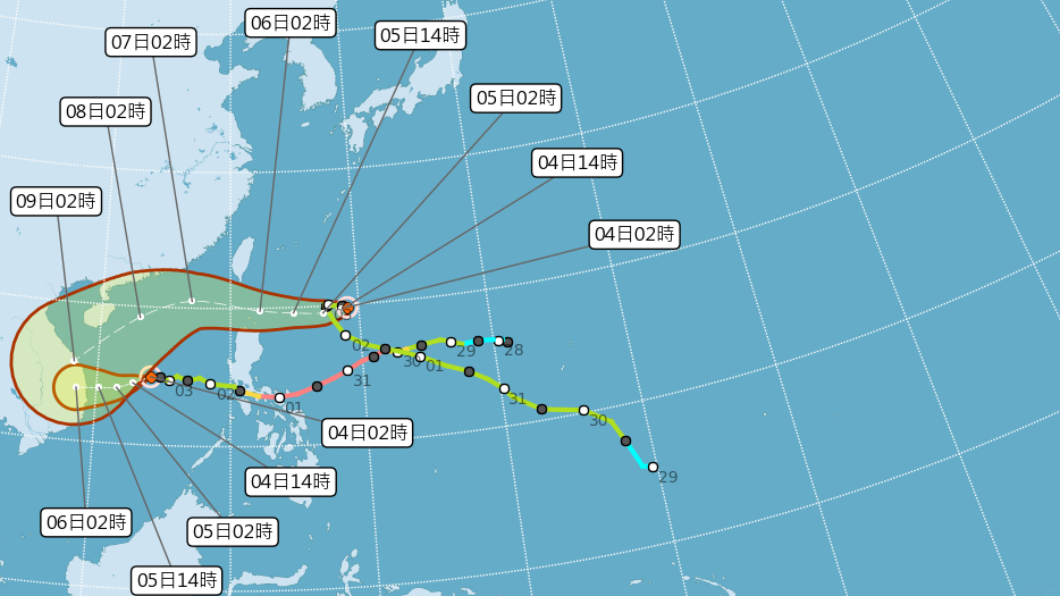 颱風「閃電」預測路徑。（圖／中央氣象局）