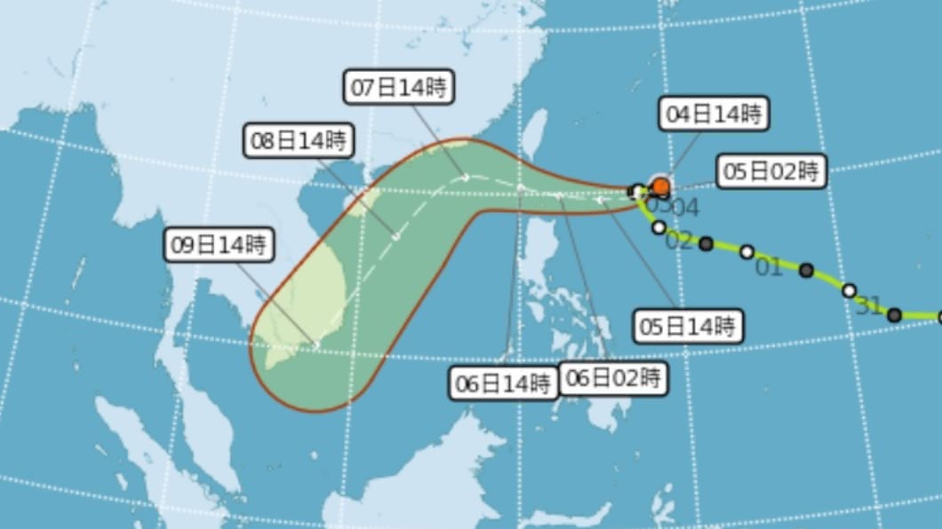 颱風閃電西進路線偏北　最快5日清晨發布海警