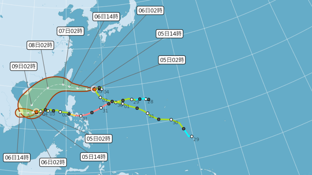 颱風閃電預測路徑。(圖/中央氣象局)