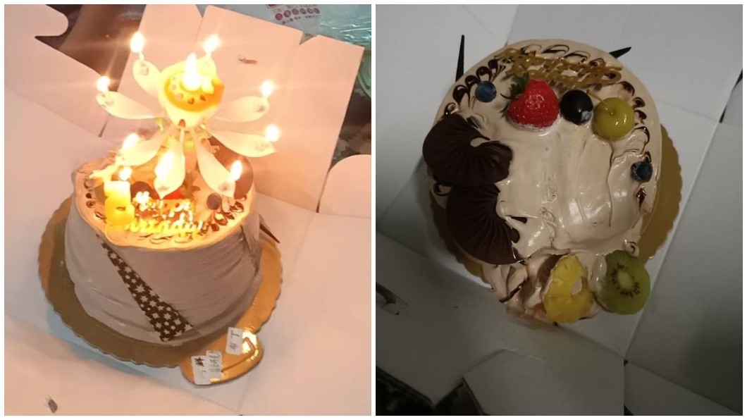 從蛋糕店到家中不到10分鐘,沒想到有一半竟然融化了。(圖/翻攝自爆怨2公社)