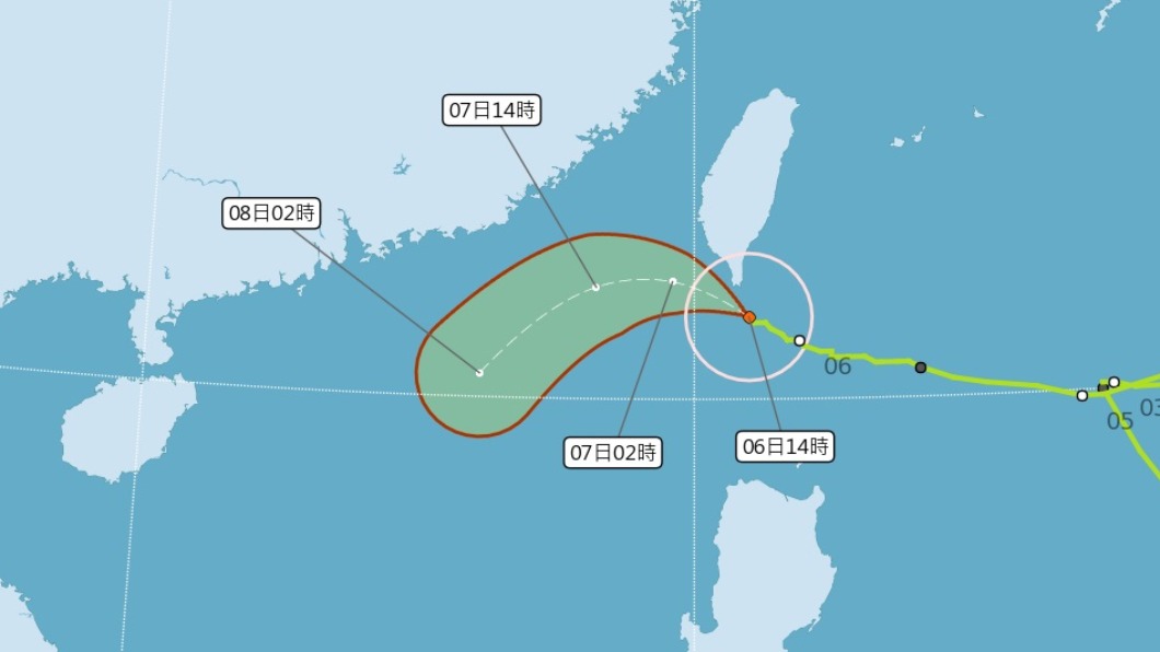 颱風閃電持續西進 估最快7日清晨解除陸警