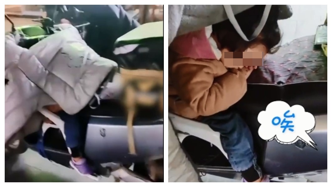 大陸安徽一名單親媽媽為了生活,帶著4歲女兒跑外送。 (圖/翻攝自新京報)