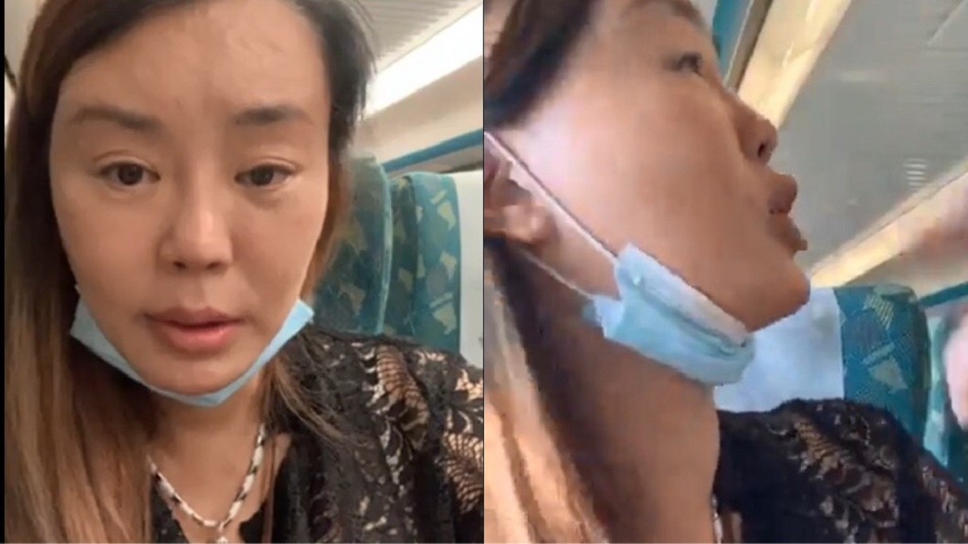 法拉利姐日前搭高鐵開直播,疑似因音量過大惹議,數度被站務人員勸說。(圖/翻攝自【法拉利姐】張婷婷臉書)