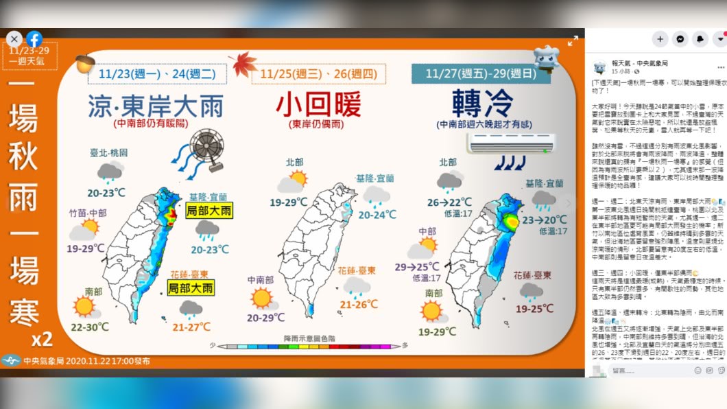 (圖/翻攝自中央氣象局臉書粉專)