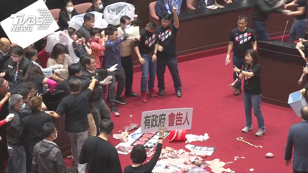 藍議場丟豬內臟 立院秘書長:若換地毯要賠百萬