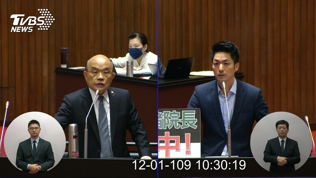因美豬進口議題,蔣萬安質詢蘇貞昌爆火花。(圖/TVBS)