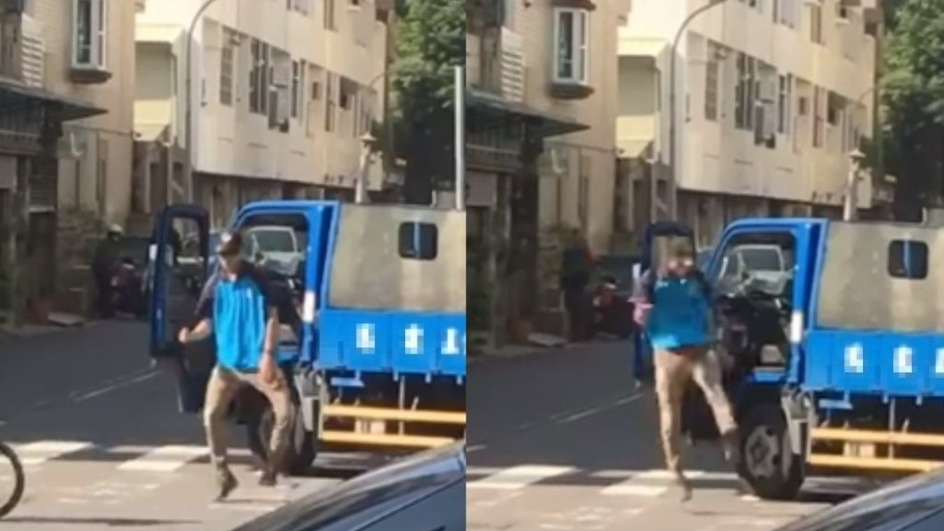 男子不顧身旁車輛,直接在馬路上跳起舞。(圖/翻攝自「爆料公社公開版」)
