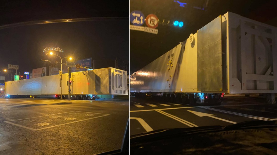 全長破50公尺!台南驚現「神秘白貨櫃」上路 眾人看傻