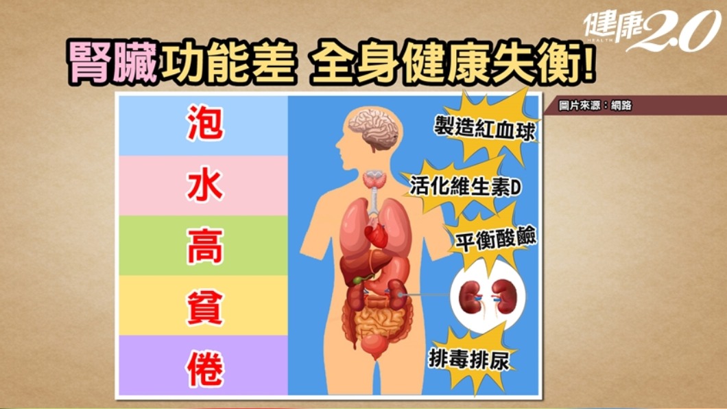 若腎功能差,全身都會受影響。(圖/翻攝自健康2.0)