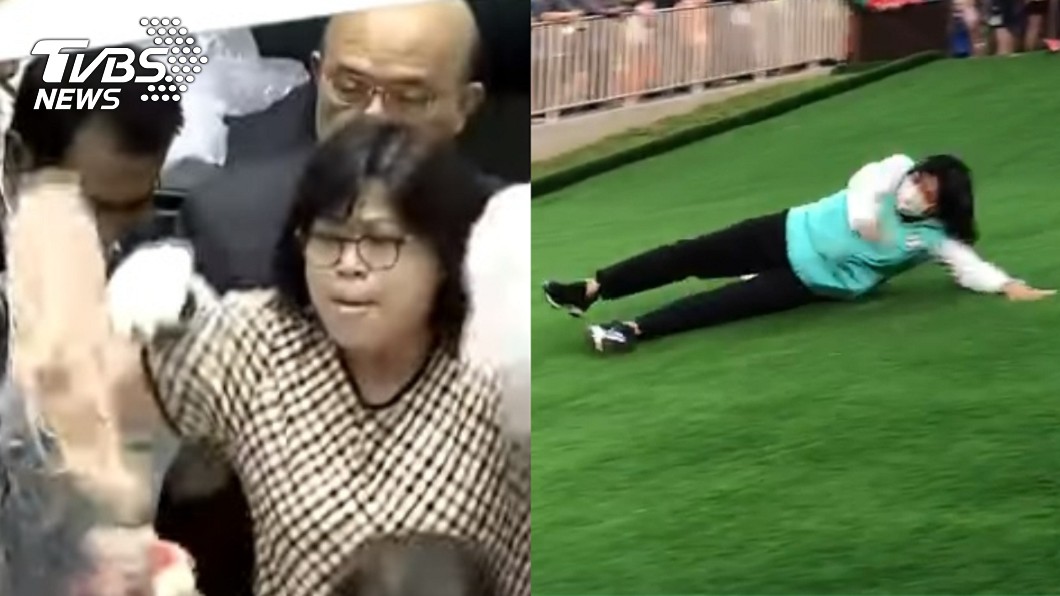 丟豬腸一戰成名!王美惠滑草成「滑壘」 網友哏圖連發