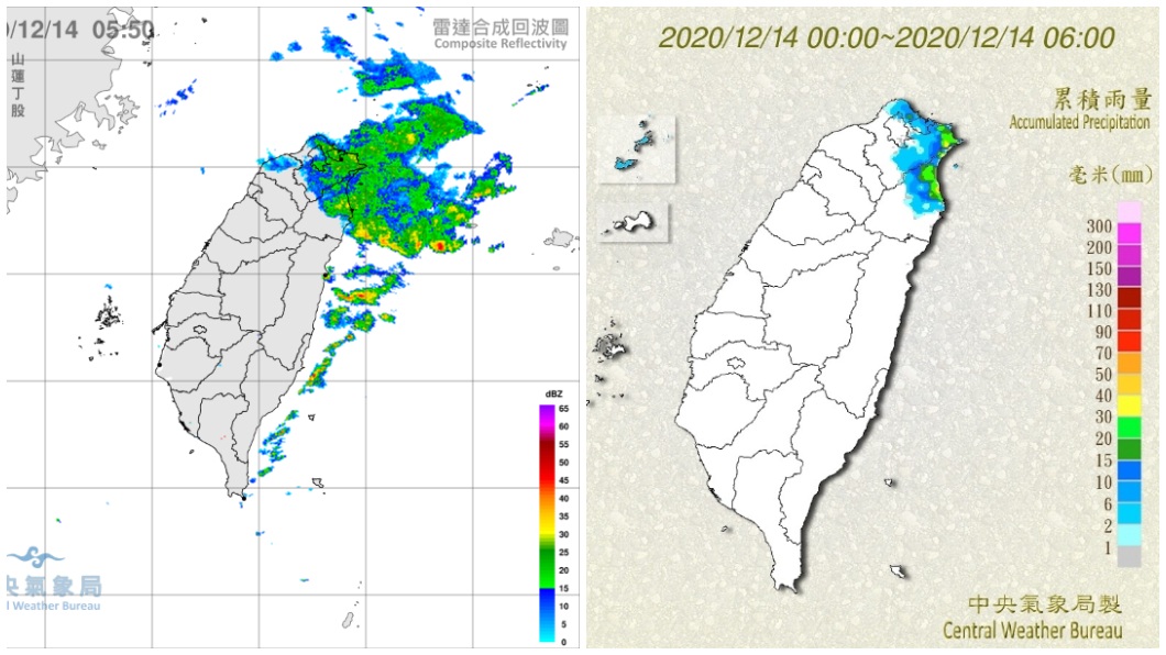 中央氣象局預估,這波東北季風將會讓北部和東半部的迎鋒面帶來雨勢。(圖/翻攝自中央氣象局官網)