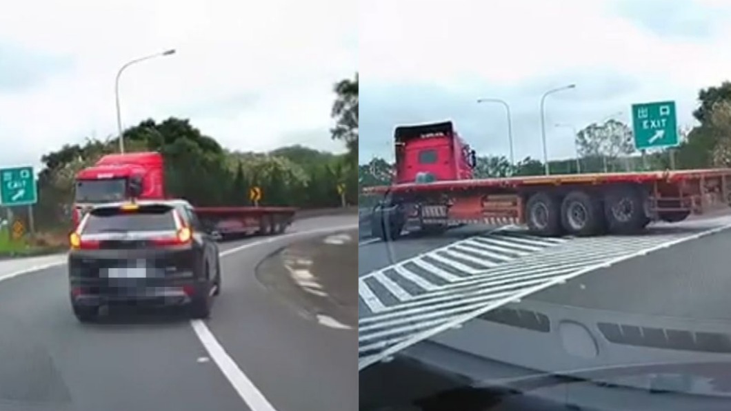 拖板車國道出口驚悚逆向 「12秒迴轉」險釀多車連撞