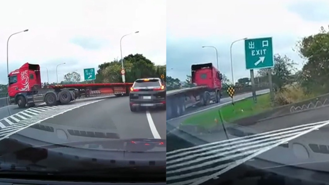 拖板車不顧道路安全甚至大迴轉。(圖/翻攝自新竹爆料公社)