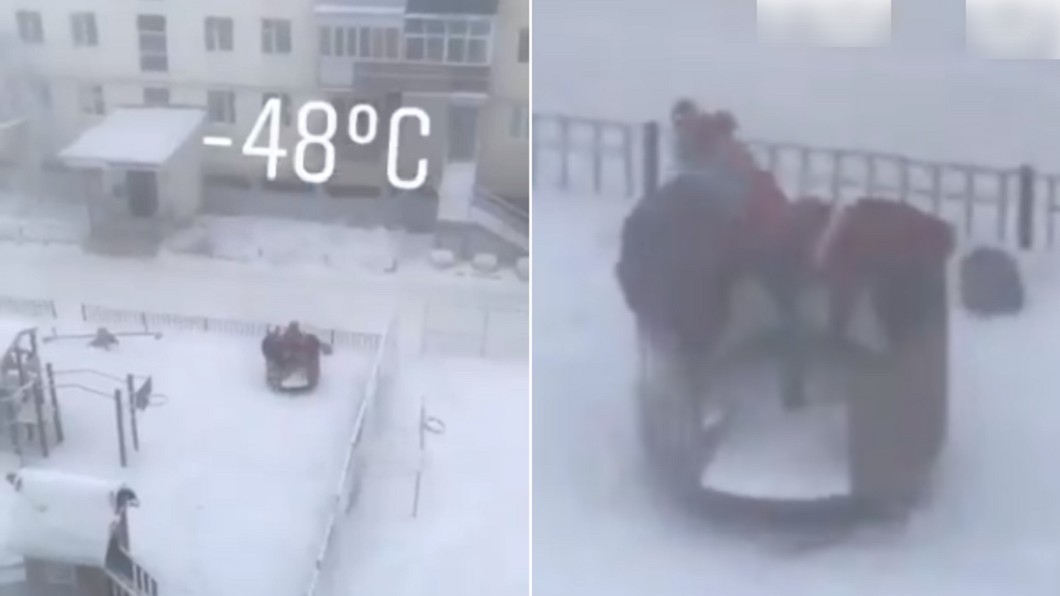 零下48度迫停課!3童「雪地玩瘋不回家」 眾人看傻