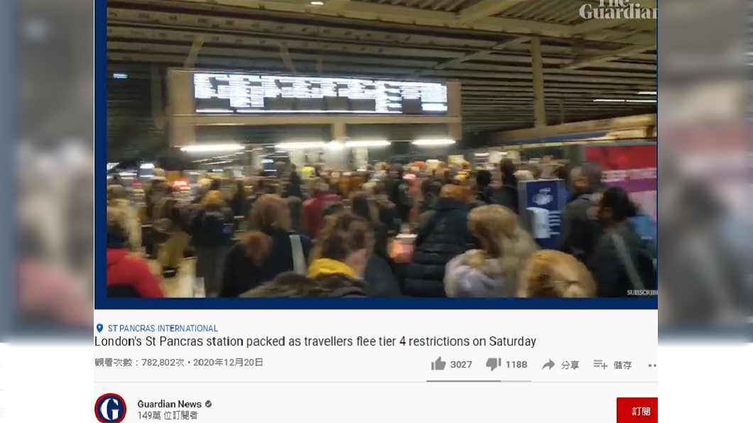 英國倫敦車站出現逃難潮(圖/翻攝自Guardian News YouTube)